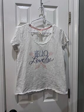 Matilda Jane White Tee with Pink Trim